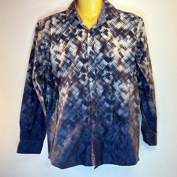 Jermyn & Bond Men's Modern Fit Gradient Buttoned Shirt - Size Large - Picture 1 of 4